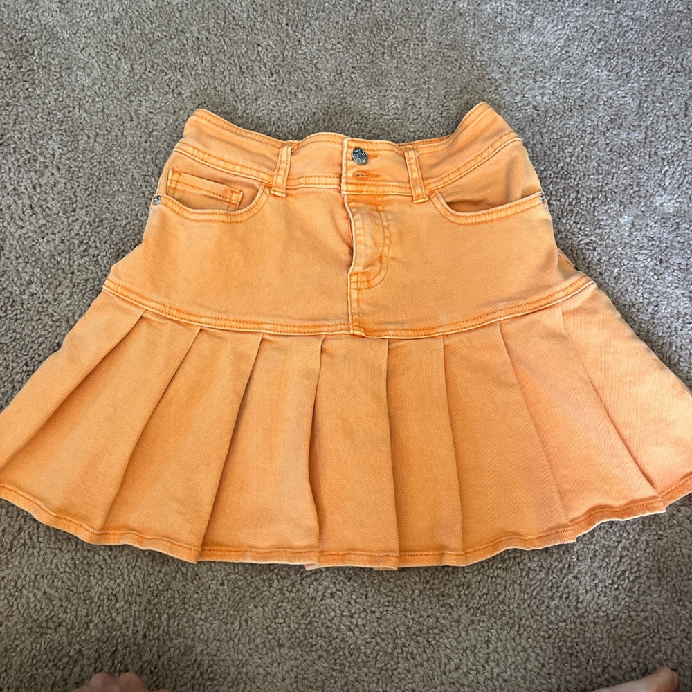 wild fable Orange Pleated Mini Skirt
